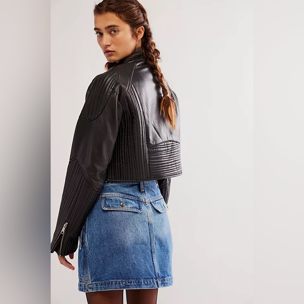 Free People We The Free Trixie Mini Moto Jacket - Picture 2 of 13